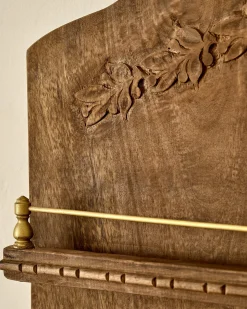 VND7974 Guru Creations Gloria Carved Wood and Brass Display Shelf