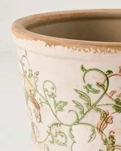 VND0078 K & K Interiors, Inc. Green and White Distressed Planter