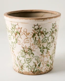 VND0078 K & K Interiors, Inc. Green and White Distressed Planter