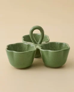 VND7817 FOXSTONE DEVELOPMENT CO.,LTD Green Scalloped Trio Snack Bowl