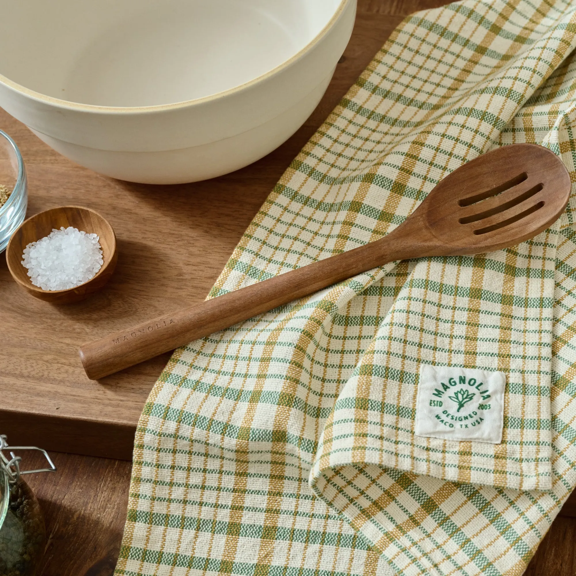 VND6843 KARUR GOLDLINE EXPORTS LLP Green Windowpane Plaid Tea Towel