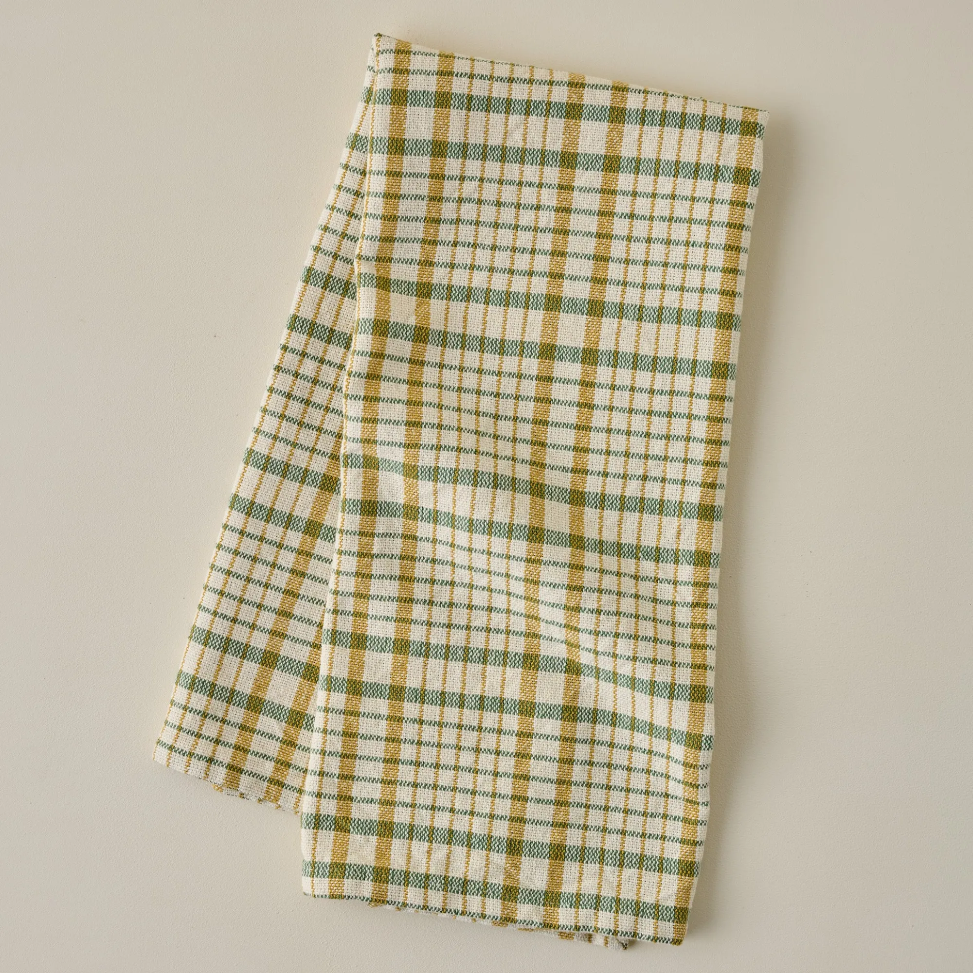 VND6843 KARUR GOLDLINE EXPORTS LLP Green Windowpane Plaid Tea Towel