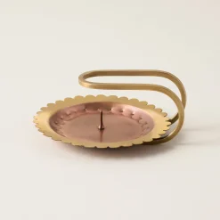 VND7371 True Home Decor Pvt Ltd Hammered Copper and Brass Candle Holder