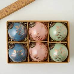 VND7004 BKG OVERSEAS Hand-Painted Glass Ornament, Set of 6