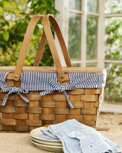 VND8042 Picnic Time, Inc. (d.b.a. Picnic Time Family of Brands) Handwoven Picnic Basket with Striped Liner