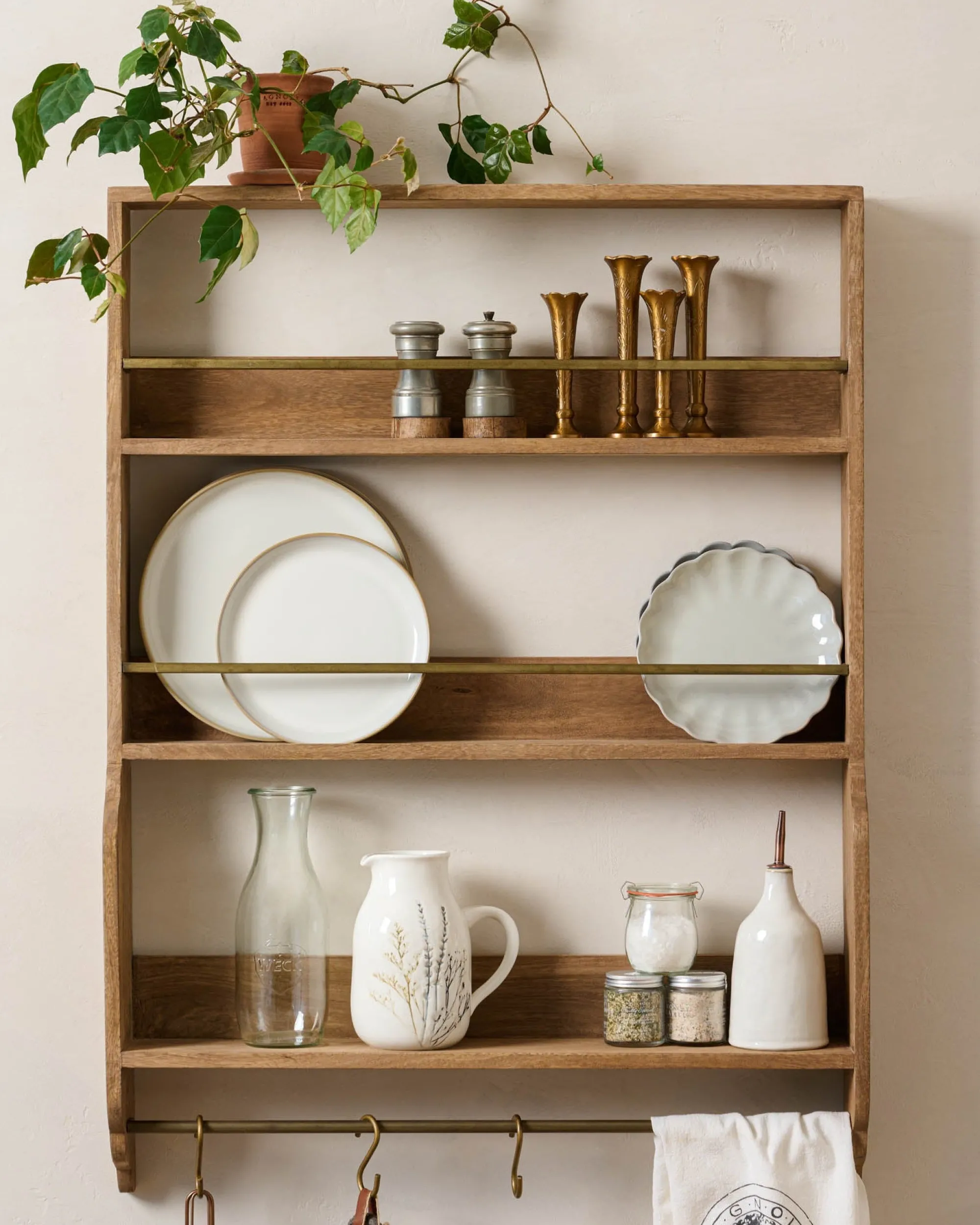 VND8933 B R Overseas Hannon Wood and Brass Display Shelf