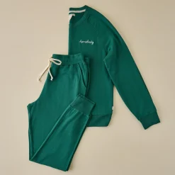 VND5492 Delta Galil Homebody Posy Green Crewneck Loungewear Set