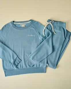 VND5492 Delta Galil Homebody Steel Blue Crewneck Loungewear Set