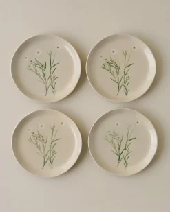 VND8577 GUANGDONG QUANFU CERAMICS INDUSTRIAL CO., LTD. Jo's Pressed Floral Dessert Plate Set of Four
