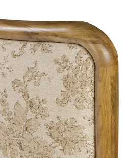 VND6200 Four Hands, LLC Kennie Upholstered Bed Frame with Carved Solid Oak and Linen Headboard