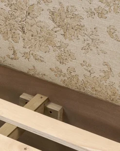 VND6200 Four Hands, LLC Kennie Upholstered Bed Frame with Carved Solid Oak and Linen Headboard