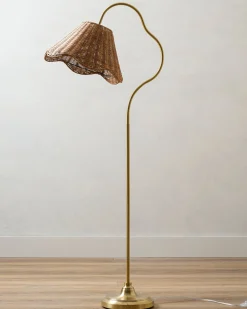 VND6475 StyleCraft Home Collection Lucinda Rattan Scallop Floor Lamp