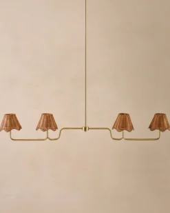 VND6475 StyleCraft Home Collection Lucinda Rattan Scallop Linear Chandelier