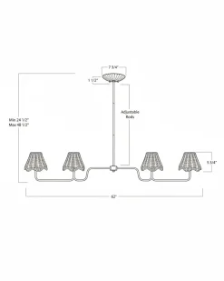 VND6475 StyleCraft Home Collection Lucinda Rattan Scallop Linear Chandelier