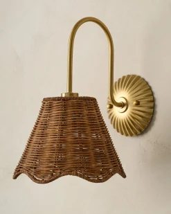 VND6475 StyleCraft Home Collection Lucinda Rattan Scallop Wired Sconce