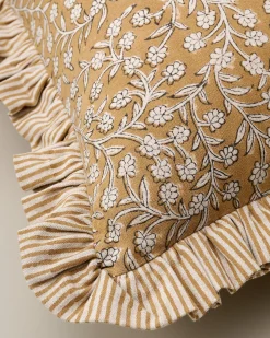 VND8009 Jaipur Arts Maggie Ruffle Edge Floral Block Print Pillow