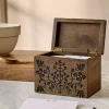 VND8122 R R INDUSTRIES Magnolia Carved Wood Recipe Box
