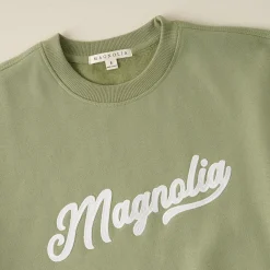 VND8309 Supplyable Group, LLC Magnolia Script Green Felt Applique Sweatshirt