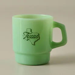 VND0179 Hole In The Roof Marketing Inc Magnolia Texas Green Milk Glass Mug