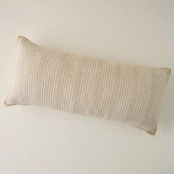 VND6843 KARUR GOLDLINE EXPORTS LLP Natural Stripe Gusset Large Lumbar Pillow