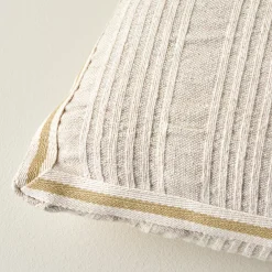 VND6843 KARUR GOLDLINE EXPORTS LLP Natural Stripe Gusset Large Lumbar Pillow