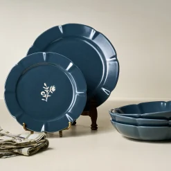 Magnolia Navy Luna Dinnerware 3-Piece Place Setting