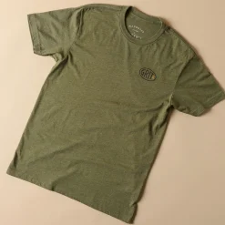 VND0179 Hole In The Roof Marketing Inc Never Quit Military Green Shirt