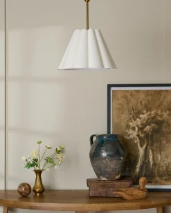 VND6475 StyleCraft Home Collection Odette Linen Scallop Pendant (-)
