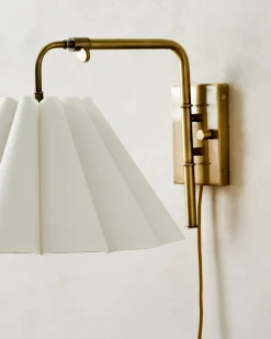 VND6475 StyleCraft Home Collection Odette Linen Scallop Swivel Plug-In Sconce