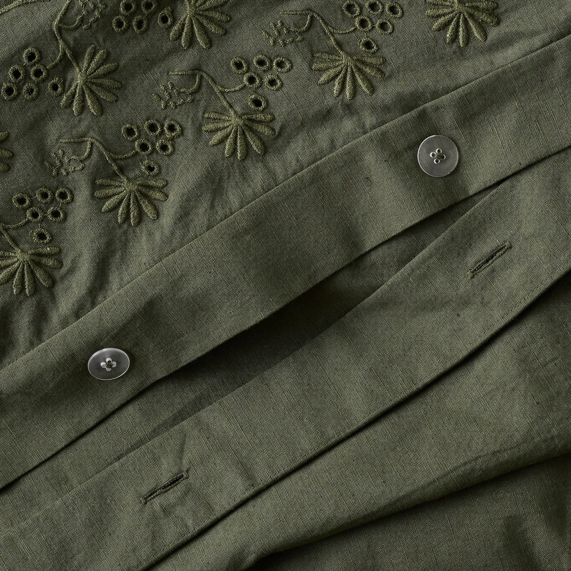 Magnolia Olive Night Clara Eyelet Flange Quilt + Sham Set (King)