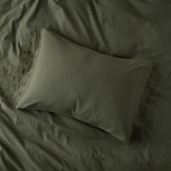 Magnolia Olive Night Clara Eyelet Flange Quilt + Sham Set (Queen)