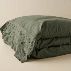 Magnolia Olive Night Clara Eyelet Flange Quilt + Sham Set (Queen)