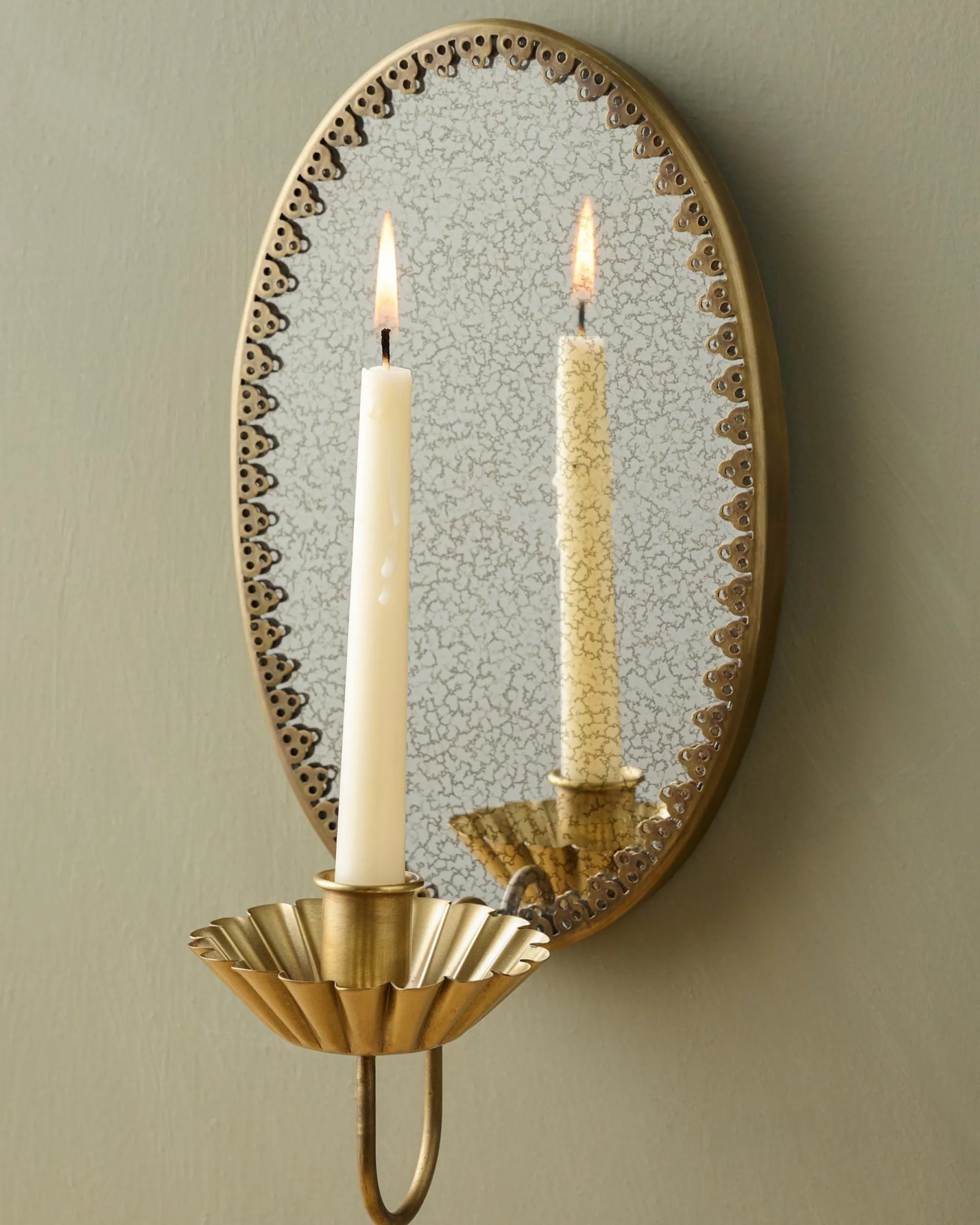 VND6714 BRASAGE Oval Antique Mirrored Sconce