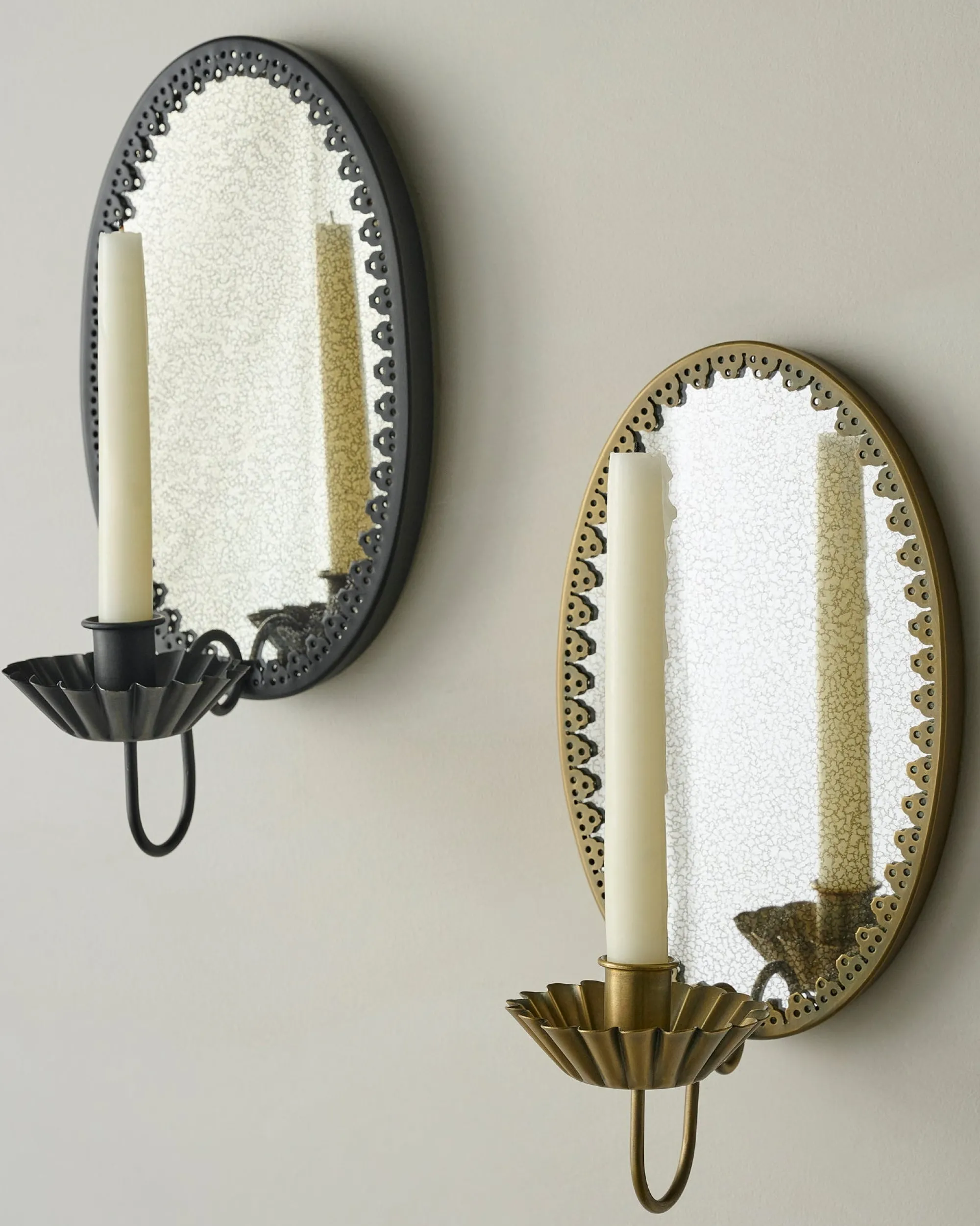 VND6714 BRASAGE Oval Antique Mirrored Sconce