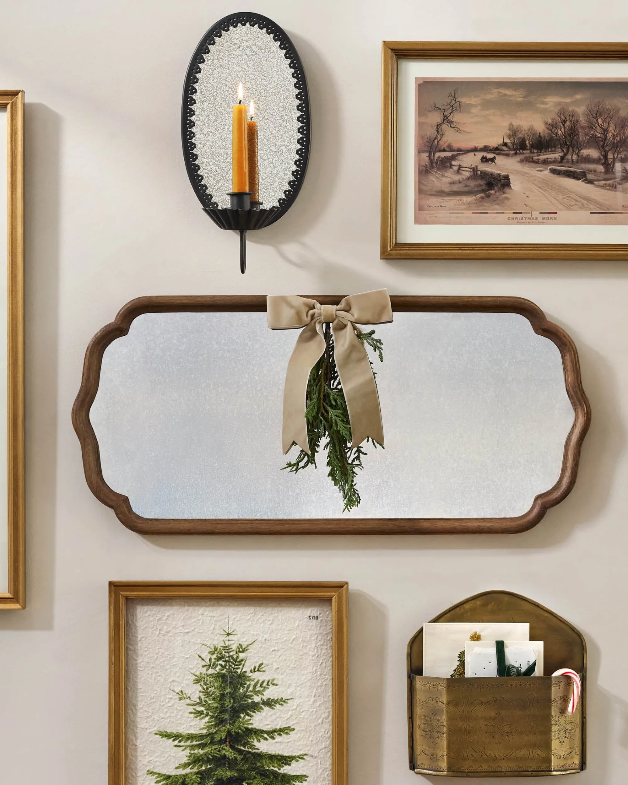 VND6714 BRASAGE Oval Antique Mirrored Sconce