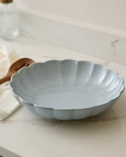VND0092 Melrose International, LLC Oversized Grey Scalloped Serving Bowl