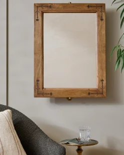 VND8122 R R INDUSTRIES Penelope Wood and Brass Swivel Mirror