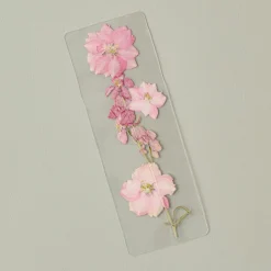 VND8072 PAGE PETAL Pink Larkspurs Pressed Floral Bookmark