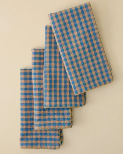 VND6843 KARUR GOLDLINE EXPORTS LLP Poolside Check Napkin Set of 4
