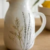 VND0164 Creative Co-op Inc Pressed Floral Ceramic Pitcher
