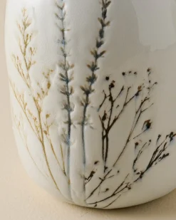 VND0164 Creative Co-op Inc Pressed Floral Ceramic Pitcher
