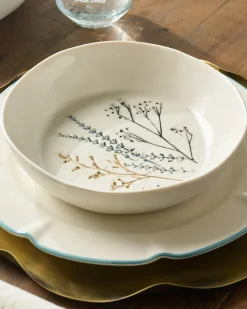 VND0164 Creative Co-op Inc Pressed Floral Pasta Bowl