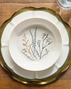 VND0164 Creative Co-op Inc Pressed Floral Pasta Bowl