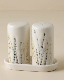 VND0164 Creative Co-op Inc Pressed Floral Salt & Pepper Set