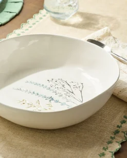 VND0164 Creative Co-op Inc Pressed Floral Serving Bowl