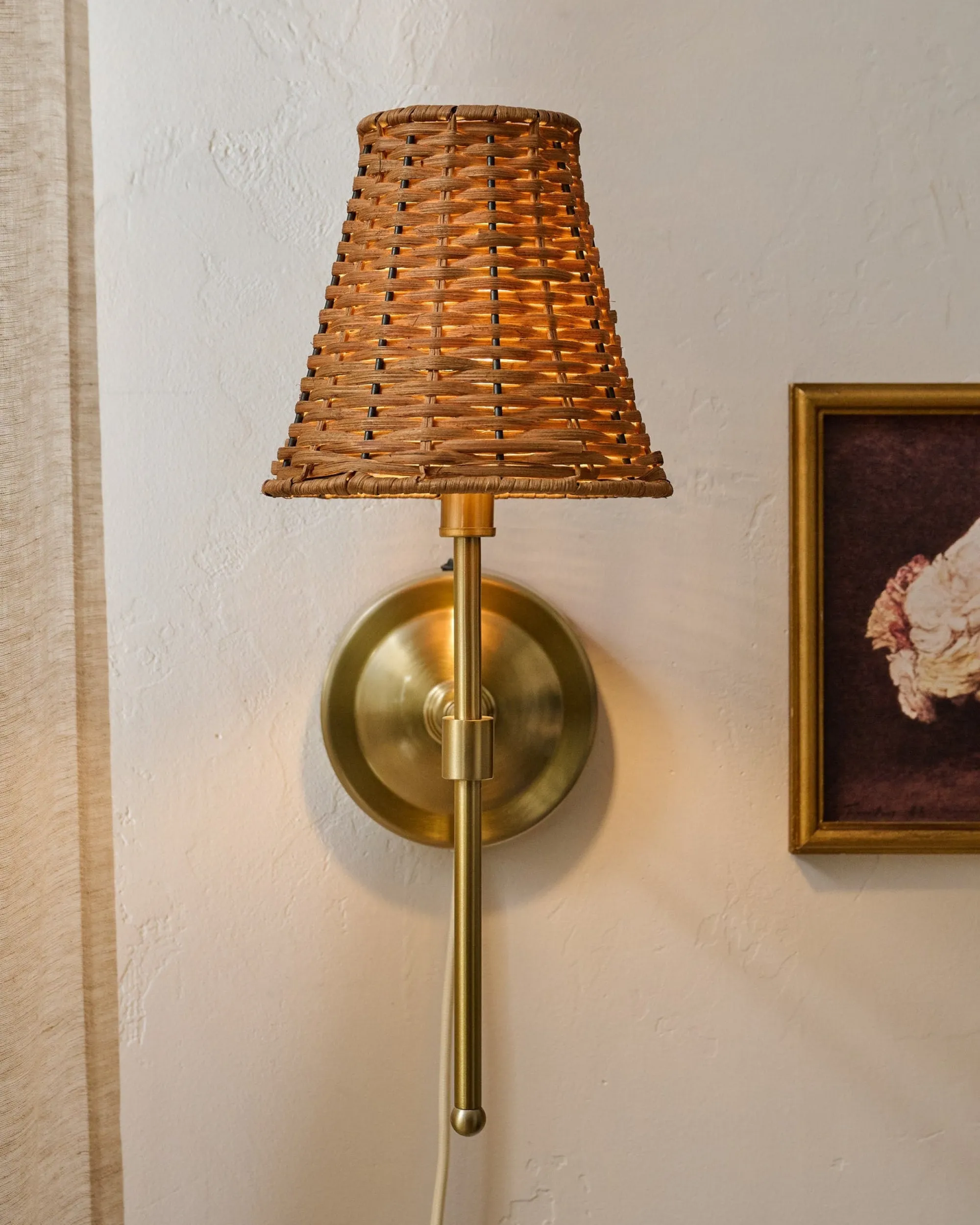 VND6475 StyleCraft Home Collection Rattan Plug-In Wall Sconce