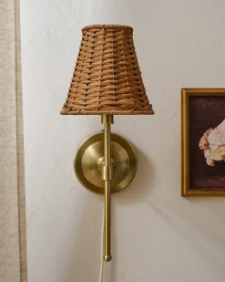 VND6475 StyleCraft Home Collection Rattan Plug-In Wall Sconce