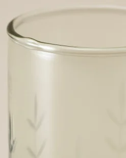 VND7004 BKG OVERSEAS Recycled Etched Glass Tumbler, Green