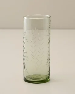 VND7004 BKG OVERSEAS Recycled Etched Glass Tumbler, Green