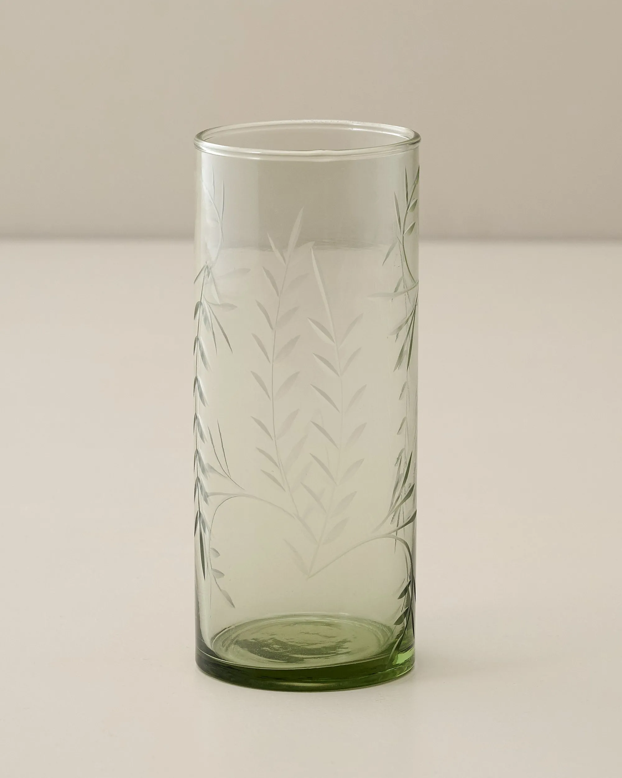 VND7004 BKG OVERSEAS Recycled Etched Glass Tumbler, Green